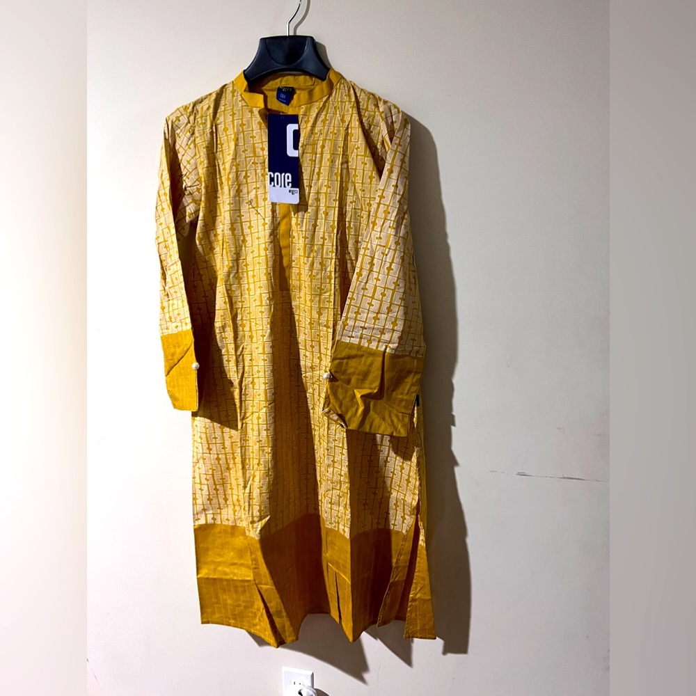 Cotton Ego two piece mustard color dress